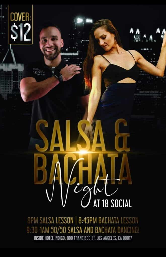 Friday Salsa and Bachata Dancing at 18 Social in the Indigo Hotel