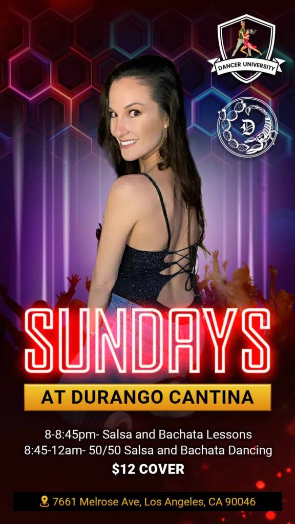 Salsa and Bachata Dance Night at Durango Cantina Flyer