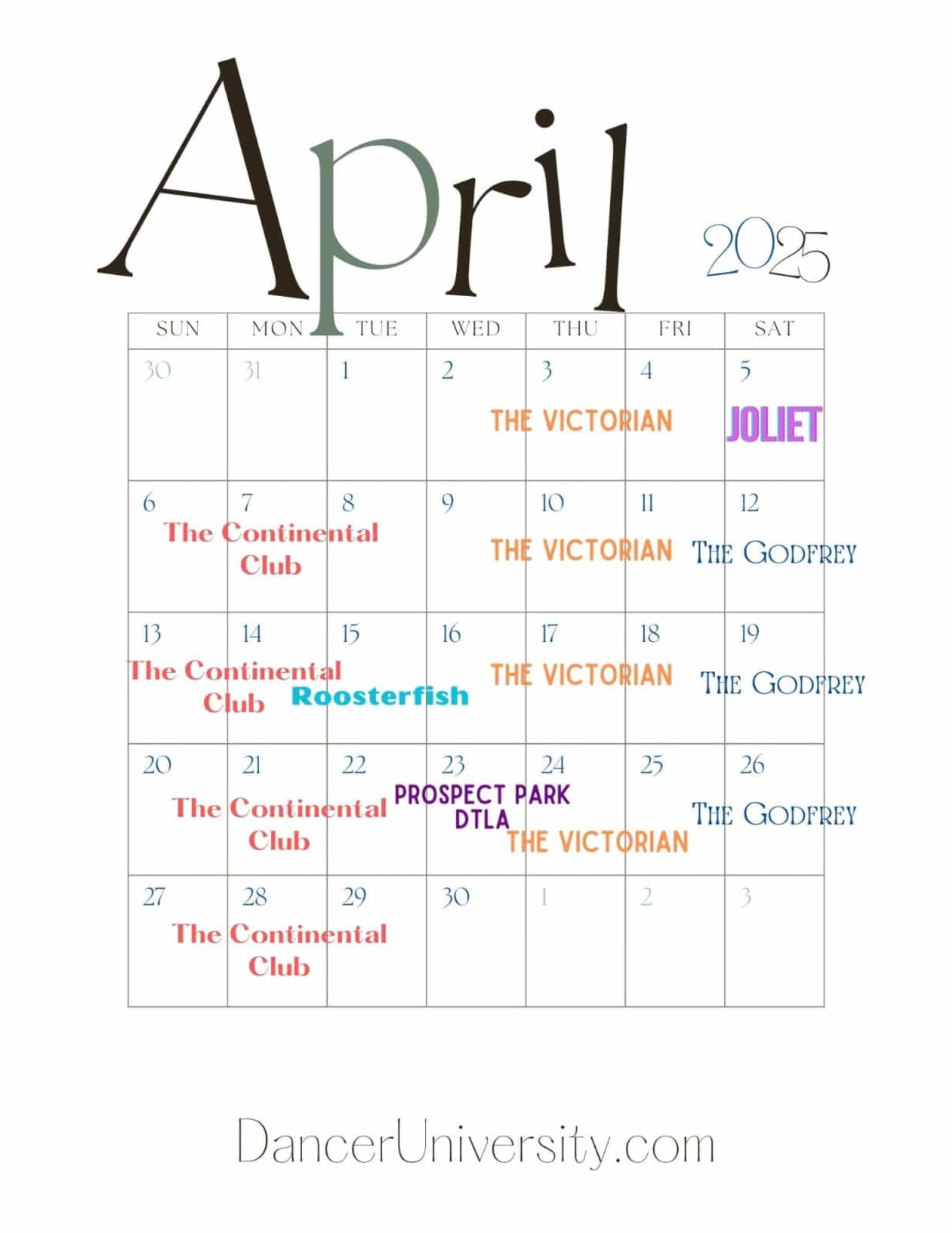 Salsa and Bachata Dancing Event Calendar for April