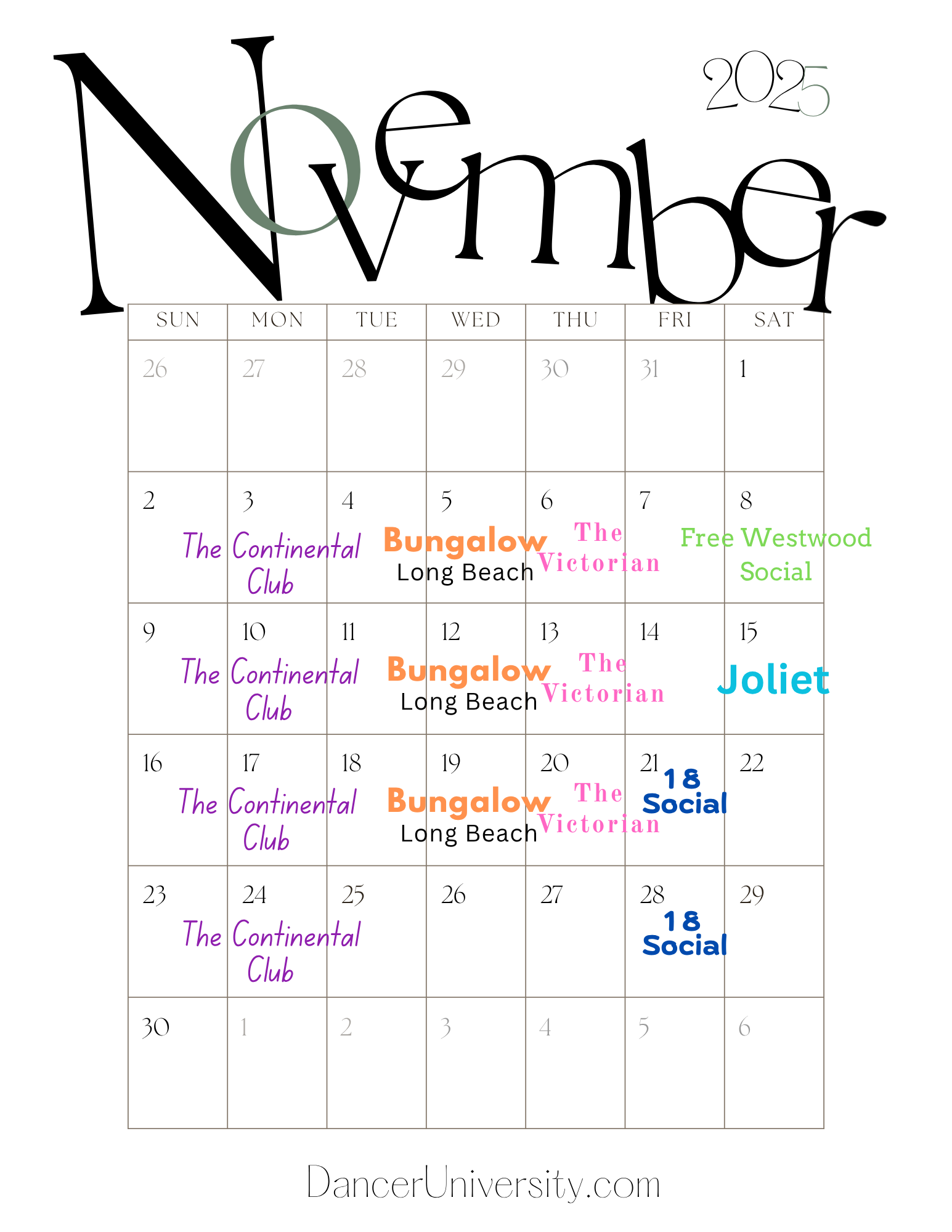 Salsa and Bachata Classes and Socials in Los Angeles November Calendar